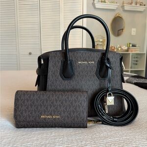 Michael Kors Black and Brown Satchel Bag